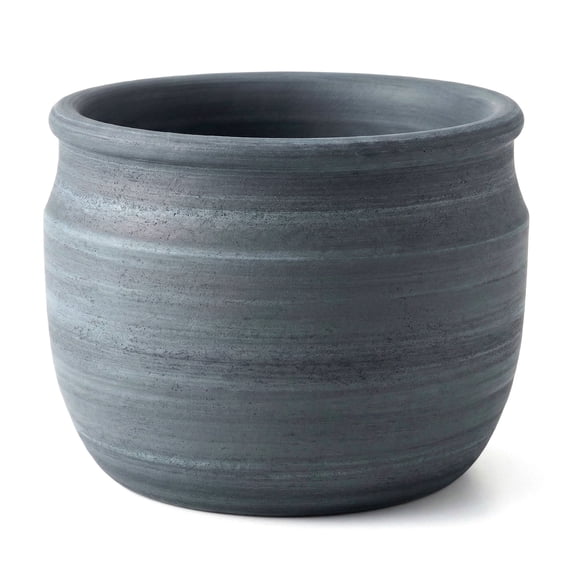 Olly & Rose 9-inch Large Terracotta Plant Pot, Brushed Charcoal Black Ceramic Style Finish, Indoor and Outdoor Flower Pot for Home and Garden