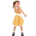 thumbnail image 4 of Robes Adolescentes à Pois Scintillants pour Performance sur Scène pour Fêtes et Spectacles Robe de Demoiselle d'Honneur Jaune 3-4 Ans, 4 of 4