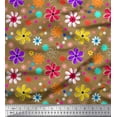 thumbnail image 1 of Soimoi Brown polyester Crepe Fabric Flower Artistic Fabric Prints By Yard 52 Inch Wide, 1 of 1
