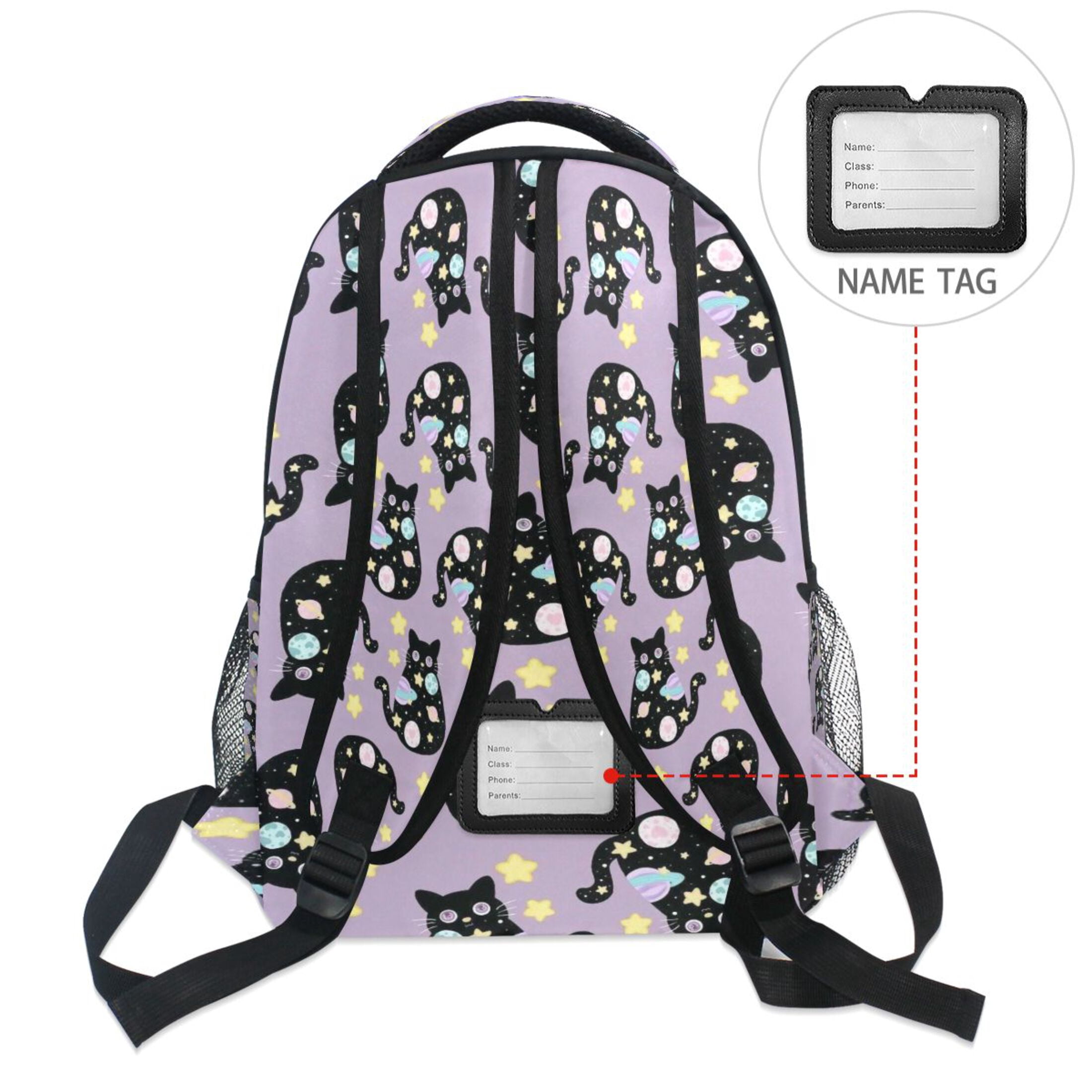 DIXRUYEE Backpack Schoolbag Cats with Spots on Purple Pattern 15L/18L 2-SIZE