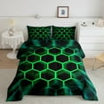 thumbnail image 1 of Erosebridal Chic Honeycomb Bedding King Comforter Set, Lime Green Down Comforter, Abstract Geometry Decor, Reversible, 1 of 8