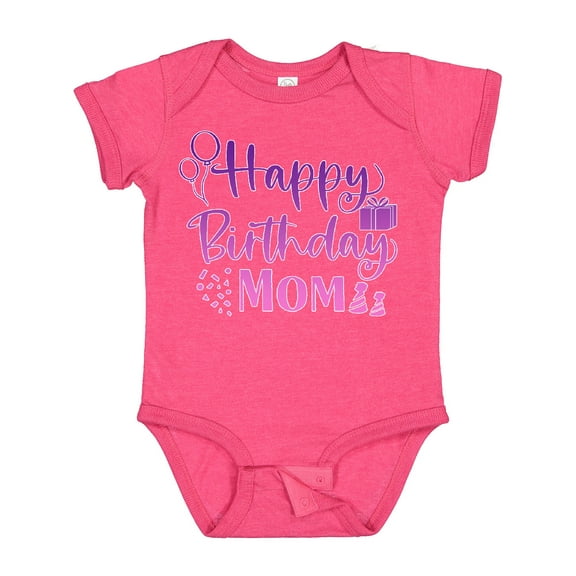 Inktastic Purple Happy Birthday Mom Boys or Girls Baby Bodysuit