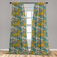 thumbnail image 5 of Ambesonne Floral Curtains, Drawing Style Vintage, Pair of 28"x84", Earth Yellow Turquoise, 5 of 5