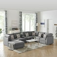 thumbnail image 3 of Contemporary Home Living Set of 8 Gray Fabric Reversible Modular Sectional Sofa with USB Console and, 3 of 5