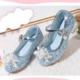 thumbnail image 3 of FAHXNVB Girls Glitter Mary Jane Heels Kids Crystal Flower Pearl Non Slip Dress Shoes Birthday Summer Sparkly Princess Shoes 4-12.5 Years, 3 of 5