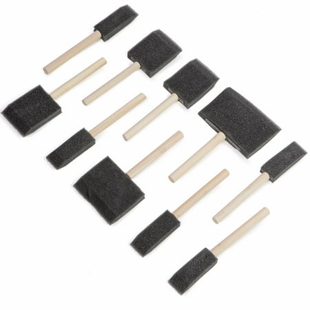 XtremepowerUS 10PC Poly Foam Brushes With Wooden Handles For Any Paint Job, Oil Stain, Watercolor, Art & Craft