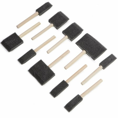 XtremepowerUS 10PC Poly Foam Brushes With Wooden Handles For Any Paint Job, Oil Stain, Watercolor, Art & Craft (Best Paint Brush For Baseboards)