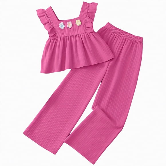 gdxvjhbj Summer Clothes for Girls Girls Clothes 2 Piece Cute T-Shirt Tops & Cargo Pants Spring Summer Outfits Teen Girls Size 9-10 (Watermelon Red,9-10 Years)
