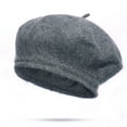 thumbnail image 1 of Boinas de pintor de color liso para mujer y para invierno, gorro cálido para mujer, 1 of 2