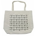 thumbnail image 1 of Panda Shopping Bag, Panda Face Head and Small Footprint Silhouette Theme Illustration, Eco-Friendly Reusable Bag for Groceries Beach and More, 15.5" X 14.5", Cream, by Ambesonne, 1 of 2