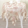 thumbnail image 2 of Lace Polyester Tablecloth Embroidery Square Table Cloths for Party Wedding Kitchen Dining Home Decorations, 53 x 53 Inch, Pink, 2 of 6