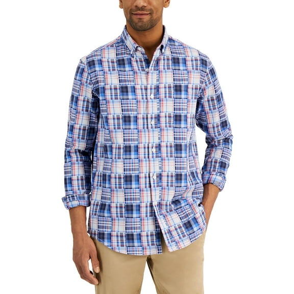 Club Room Mens Cotton Plaid Button-Down Shirt