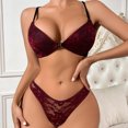 thumbnail image 2 of Levmjia Women Lace Lingerie Set Floral Underwire Adjustable Thin Straps Support Push Up Bra Panty Soft Stretchy Breathable Daily Honeymoon Romantic Bedroom Night Occasions, 2 of 5