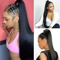 thumbnail image 6 of Straight Human Hair Ponytail Drawstring Ponytails Extension for Black Women Brazilian Straight Remy Hair Clip In Ponytail hairpieces Natural Black, 6 of 7
