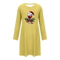 thumbnail image 6 of FDGIU Women's Christmas Nightgown Long Sleeve - Cute Graphic Print Loose Crewneck T-Shirt Dress, Holiday Sleepwear & House Coat, 6 of 6