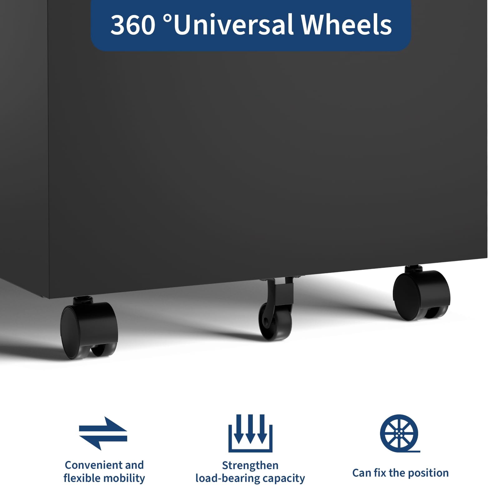 Accreate File Cabinet 2-Drawer on Wheels w/Lock | Under Desk Metal Rolling | Legal/A4/Letter Storage for Home Office