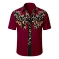 thumbnail image 5 of xfsWaSs Western Cowboy Shirts For Men Casual Button Down Short Sleeve Shirt Floral Embroidered Festival Shirts Holiday Celebration Retro Party Tops, 5 of 5