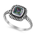 thumbnail image 3 of Princess Cut Oxidized Design Rainbow CZ Ring 925 Sterling Silver Size 12, 3 of 6