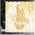 thumbnail image 4 of Ambesonne Nautical Shower Curtain, Old World Map Sailboat, 69"Wx84"L, Beige, 4 of 5