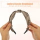 thumbnail image 5 of Diadema de leopardo con nudo superior, diadema de guepardo, diademas anudadas, accesorios elásticos para el cabello para mujeres, color caqui, 5 of 7