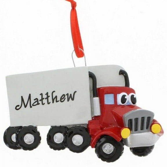 Semi Truck Personalized Christmas Ornament