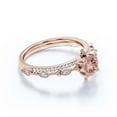 thumbnail image 2 of Dazzling Boho & hippie 1.75 Carat Round Morganite And Diamond Moissanite Engagement Ring, Wedding Ring in 925 Sterling Silver With 18k Rose Gold Plating, Affordable Gift, Bridal Set, Matching Band, 2 of 3