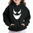 thumbnail image 2 of lcziwo Girls Boys Hoodies Cartoon Pumpkin Ghost Letter Printed Long Sleeve Hooded Sweatshirt Halloween Pullover Hoodie with Pocket Child Party Hoody Black 130, 2 of 5