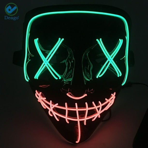Deago Halloween Mask LED Light Up EL Wire Cosplay Glowing Mask The