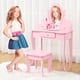thumbnail image 1 of Rosa madera pretend play niños vanity set mirror y cajones - ideal princess makeup dressing mesa y stool playset para 4 - 9 year - old girls, great creative dress - up fun, birthday gifts, y r..., 1 of 7