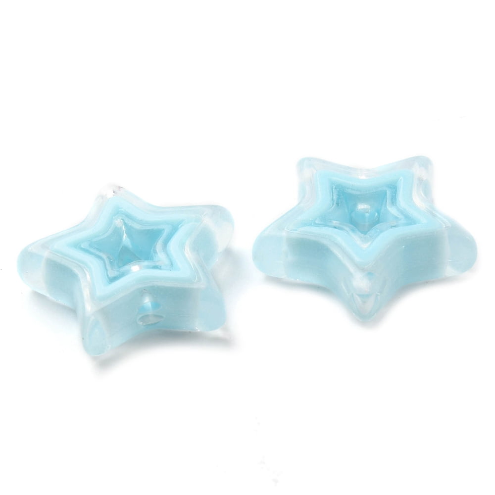 500g Acrylic Beads Bead in Bead Star Pale Turquoise 21.5x22x6mm Hole: 3mm about 280pcs/500g