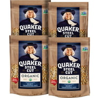 4-Pack Quaker Organic Non GMO Project Verified Steel Cut Oats, 20oz