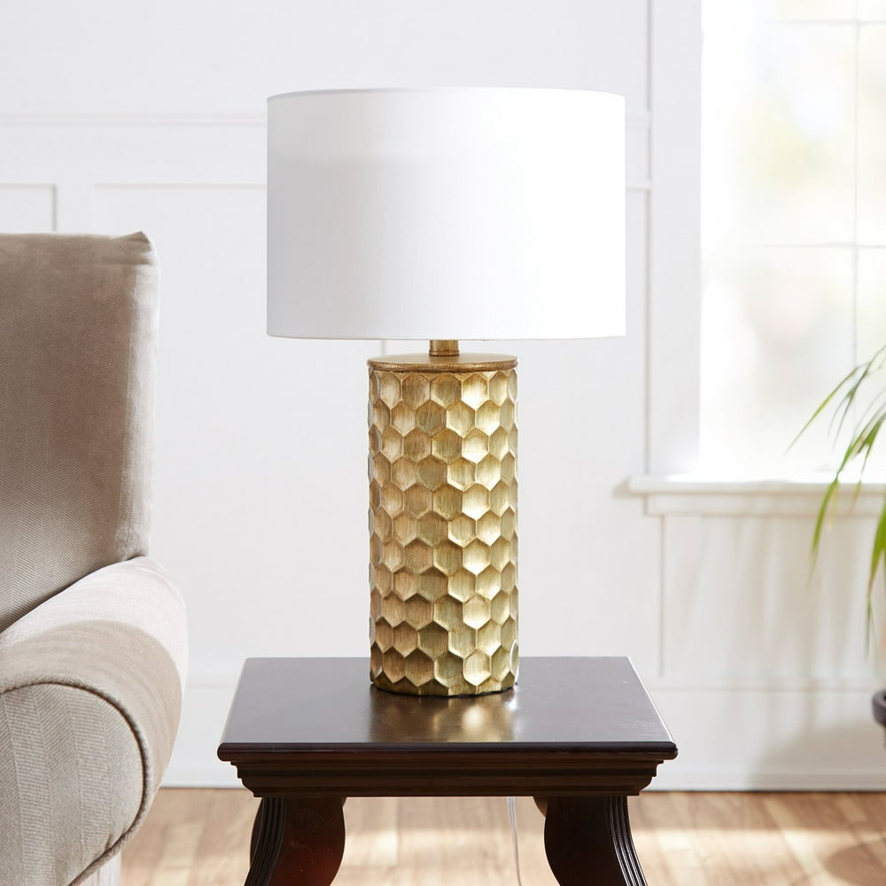 The Hive Gilded Gold Table Lamp with Shade, CFL Bulb Included