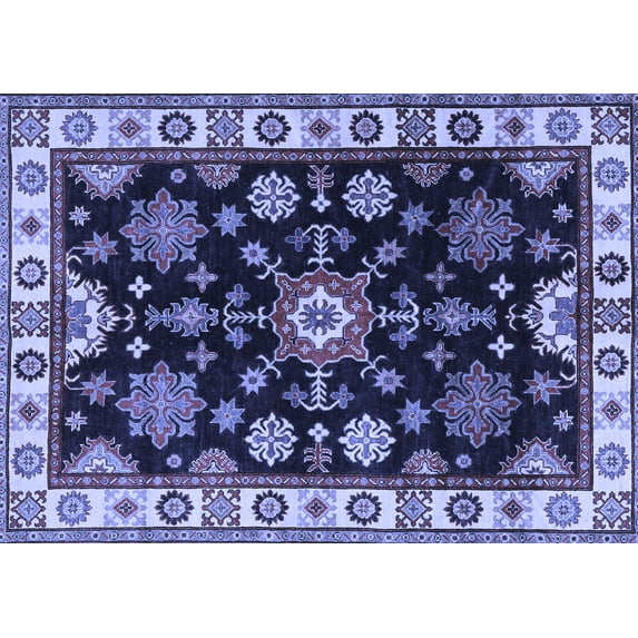 Ahgly Company Machine Washable Indoor Rectangle Persian Blue Traditional Area Rugs, 5' x 8'