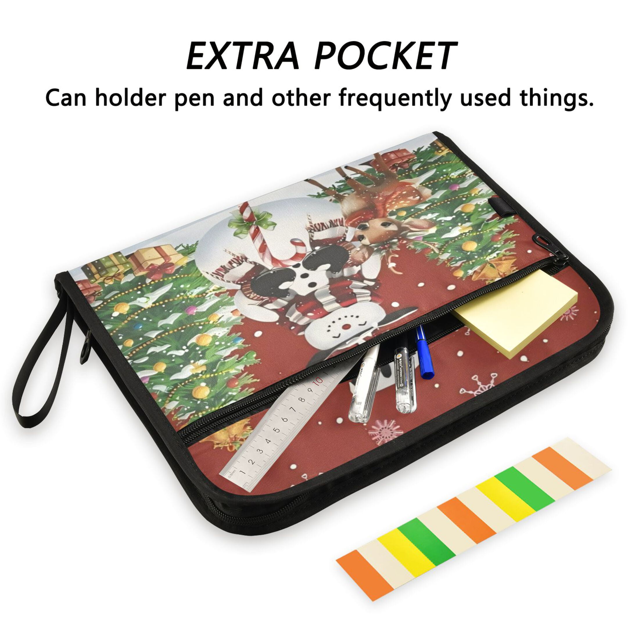 Wobogo Christmas Snowman Expanding File Folder Letter Size Accordion Filing Organizer 13 Pocket Separate Organ Pocket