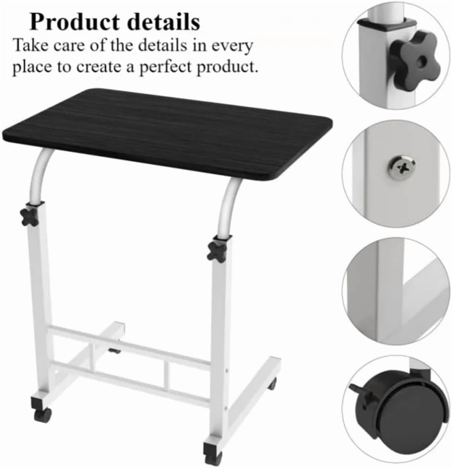 QinaQin Standing Desk Adjustable Height,Small Computer Desk with Wheels,Portable Laptop Standing Table for Home Office Study,Black