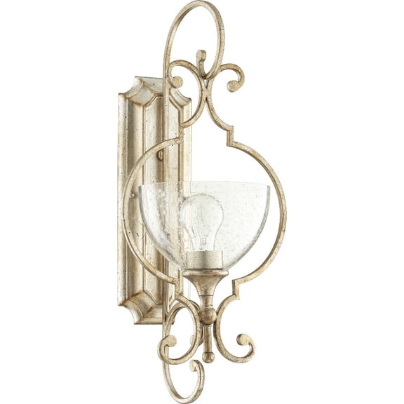 Quorum Lighting Ansley Glass Pendant Light, 1 Light, Aged Silver Leaf Finish