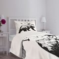 thumbnail image 3 of Ambesonne Bear Quilted Bedspread Set 2 Pcs, Wildlife Mammal Silhouette, Twin Size, Black White, 3 of 5