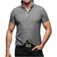 thumbnail image 2 of Timoontee Men's Fashion Short Sleeve Tee Collared Button Detail Printed Casual Durable All Season Easy Care Everyday Wear Black XXL, 2 of 8