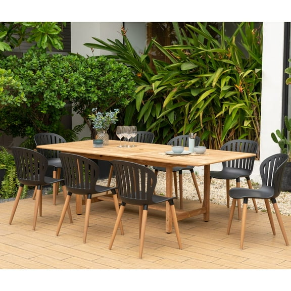 Amazonia Brighton 9-Piece 100% FSC Teak Wood Rectangular Patio Dining Set