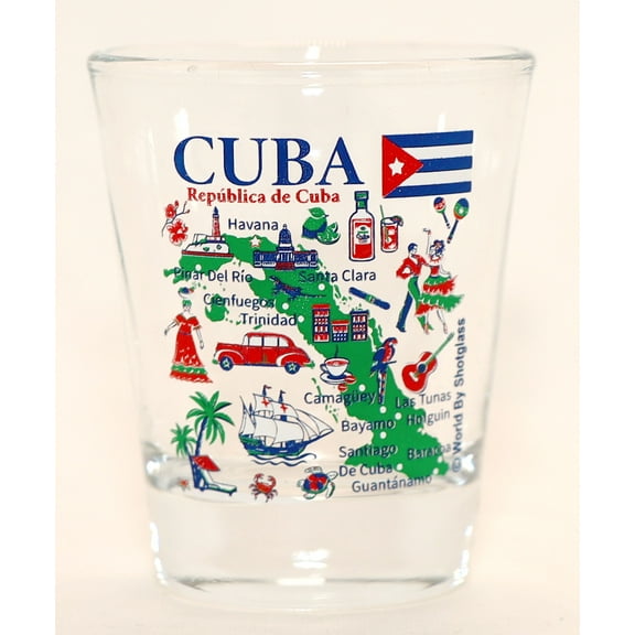 Cuba Landmarks and Icons Collage Shot Glass