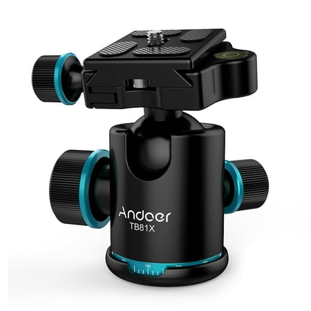Andoer TB81X Tripod Ball Head 360 Degree Rotating Panoramic Ball Head for Tripod Monopod Slider DSLR Camera with 3pcs 1/4" to 3/8" Srew Adapters Max. Load 8Kg/17.64Lbs