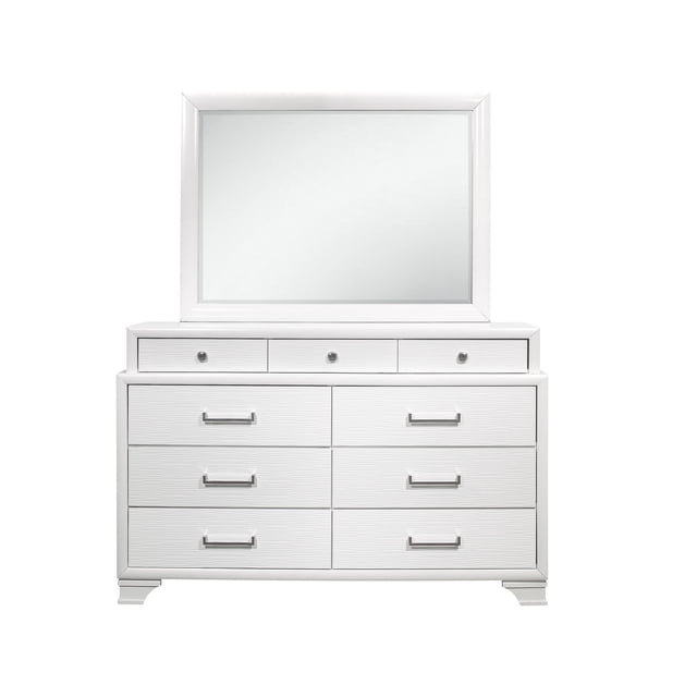 homeroots bed & bath 384056 White Mirror with Rectangular Wood Trim