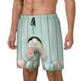 thumbnail image 2 of Uemuo White Bunny Bottom And Easter Eggs Pattern Mens Swim Trunks Quick Dry Board Shorts with Mesh Lining, Stretch Beach Shorts Quick Dry No-Chafing Board Shorts-Small, 2 of 9