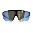 thumbnail image 6 of Mens Color Mirror Polarized Plastic Sport Wrap MTB Plastic Sunglasses Black Blue - Blue Mirror, 6 of 9