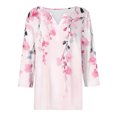 thumbnail image 5 of Royisotas Casual Women's Tops Summer 3/4 Sleeve Floral Graphic Pink Women's T-Shirts Loose V-Neck Fashion Shirts, 5 of 5