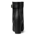 thumbnail image 2 of BLISSFUL STEP Women's Ankle Boots Pointed Toe Buckle Decor Zipper Block Heel Black 5.5, 2 of 8