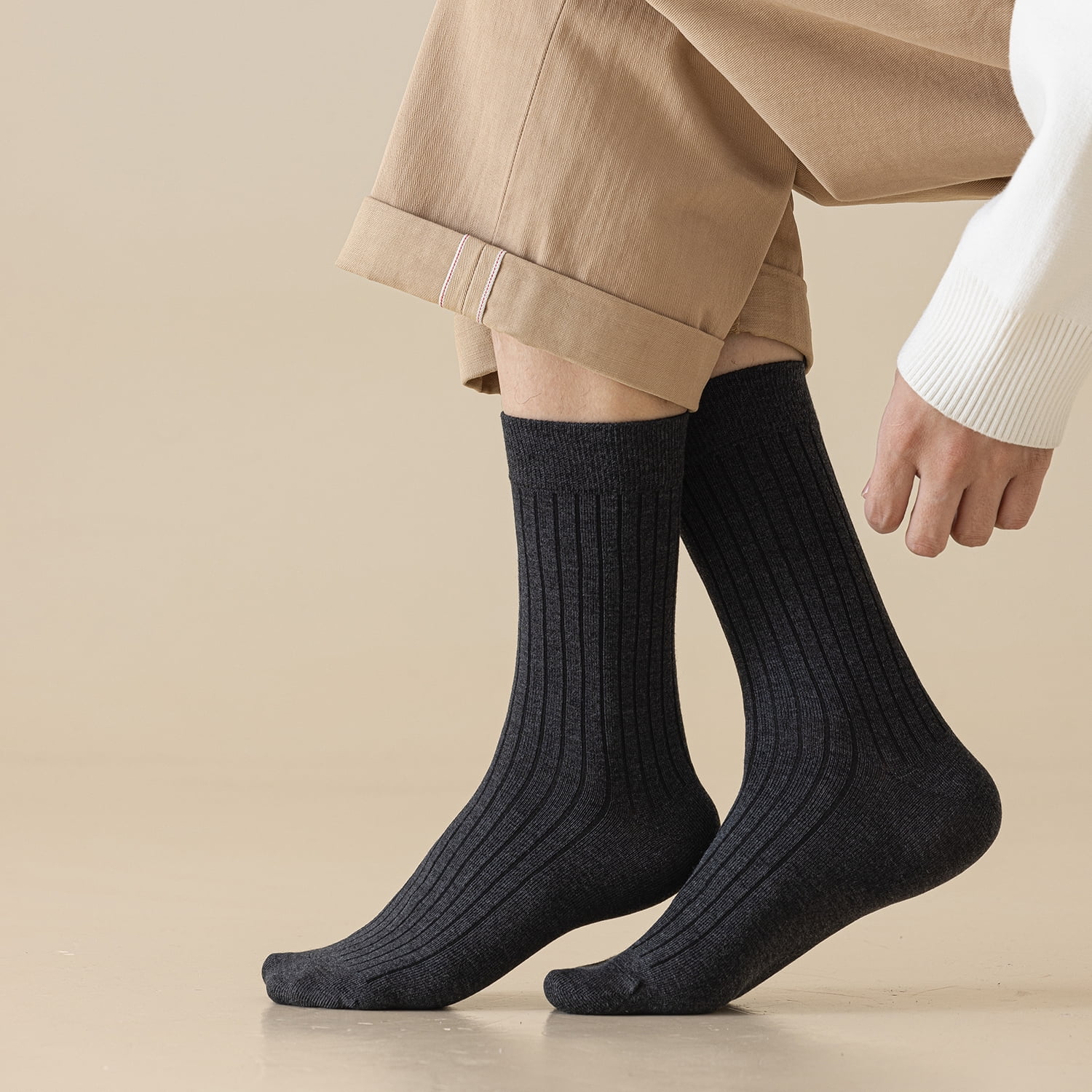 Sookeceks 6 Pairs Mens Stockings, Soft Heated Storage Autumn Winter Socks for Casual Business Size 7-11