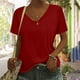 thumbnail image 2 of Camiseta para mujer,Blusa tipo túnica de manga corta con cuello en V para mujer, corte holgado, mezcla de poliéster y elastano, ropa informal, sopatenor, 2 of 9