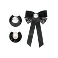 thumbnail image 3 of INSPIRE CHIC Corbata de broche de cinta elegante para mujeres con encaje y cuentas para varias ocasiones Negro, 3 of 5