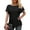 Black, variant on Beecarchil Women Casual Ruffle Short Sleeve Tops Summer Crew Neck Eyelet Shirts Flowy Dressy Tunic Blouses Black M
